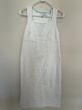 Boden size 6L white sleeveless dress with embroidery/crochet detail